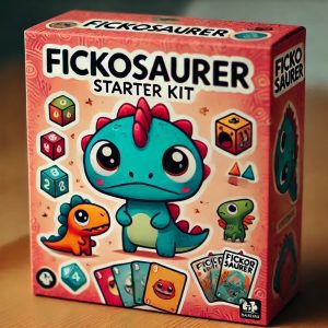 Ett nybörjarpaket till kortspelet Fickosaurer innehållande alla speltillbehör